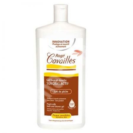 Gel surgras de baie si dus pentru piele sensibila cu aroma de piersici, 750 ml, Roge Cavailles