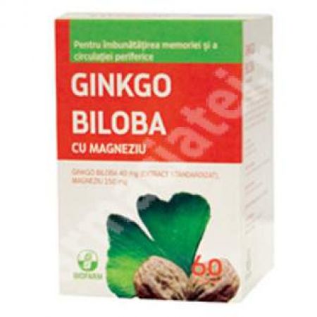 Ginkgo Biloba cu Magneziu, 60 comprimate, Biofarm