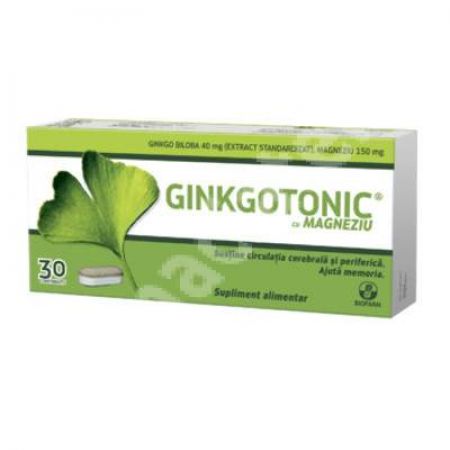 Ginkgotonic cu Magneziu, 30 comprimate, Biofarm