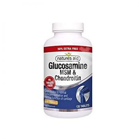 Glucozamina, MSM si Condroitina cu Vitamina C, 90 tablete + 45 tablete, Natures Aid