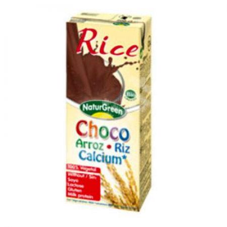 Bautura vegetala Bio din orez cu cacao si calciu marin, 200 ml, Naturgreen