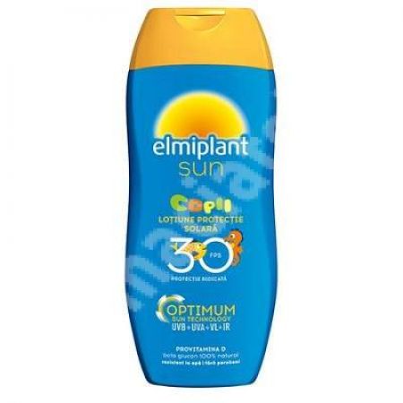 Lotiune pentru copii cu protectie solara ridicata SPF 30 Optimum Sun, 200 ml, Elmiplant