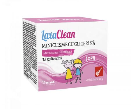 Miniclisme cu glicerina pentru copii LaxaClean, 6 microclisme, Viva Pharma