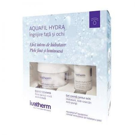 Pachet Crema hidratanta Aquafil Hydra Light, 30 ml + Gel-crema contur de ochi Aquafil Hydra Complex, 15 ml, Ivatherm