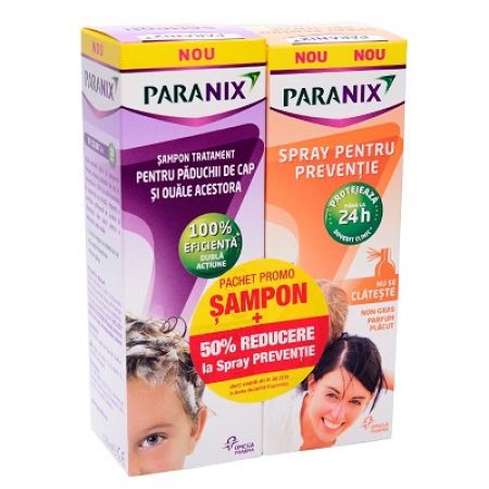 Pachet Paranix Sampon, 100 ml + Spray pentru preventie, 100 ml, Omega Pharma (50% din al 2-lea produs)