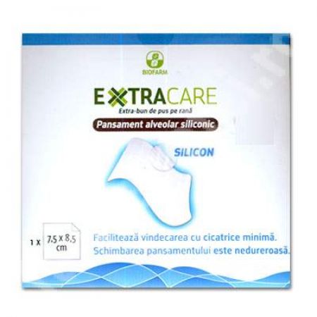 Pansament alveolar siliconic Extracare, 7.5 x 8.5 cm, 1 bucata, Biofarm