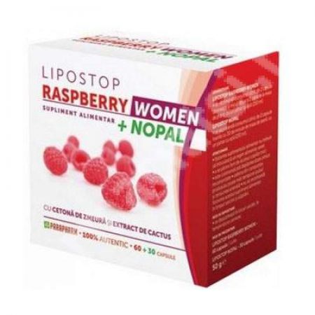 Pastile de slabit Lipostop Raspberry Women + Nopal pentru femei, 60 + 30 capsule, Parapharm