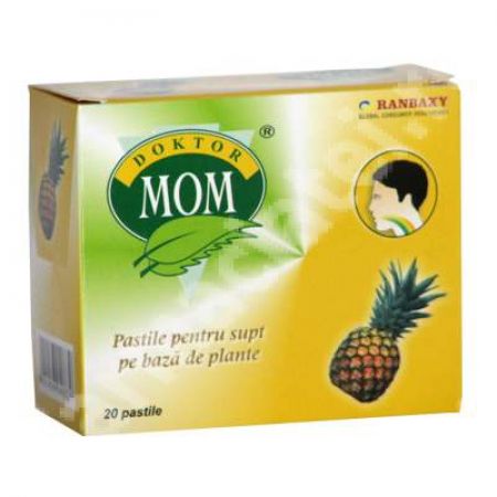 Pastile pentru supt pe baza de plante aroma ananas Doktor Mom, 20 comprimate, Ranbaxy