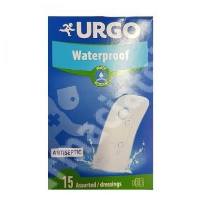 Plasturi antiseptici rezistenti la apa, 15 bucati, Urgo