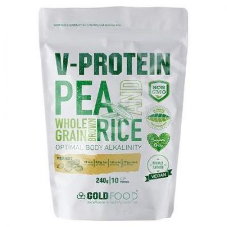 Pudra Proteica Vegetala V-Protein Alune, 240 g, Gold Nutrition