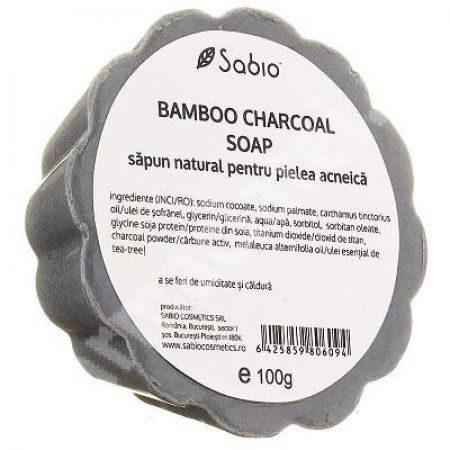 Sapun pentru pele acneica Bamboo Charcoal, 100 g, Sabio
