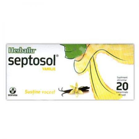 Septosol cu vanilie Herbaflu, 20 comprimate, Biofarm