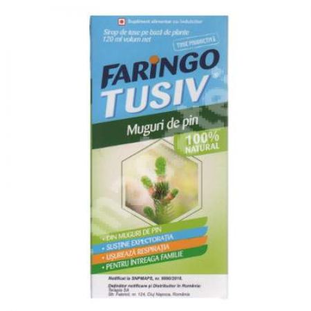 Sirop de tuse cu muguri de pin, Faringo Tusiv, 120 ml, Terapia