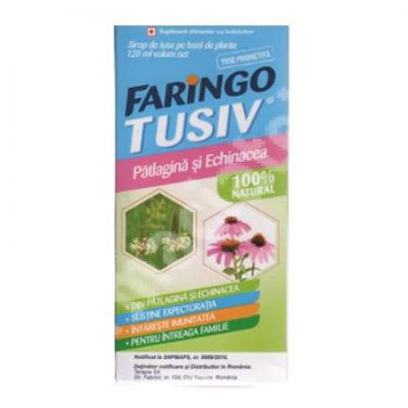Sirop de tuse cu patlagina si echinacea, Faringo Tusiv, 120 ml, Terapia