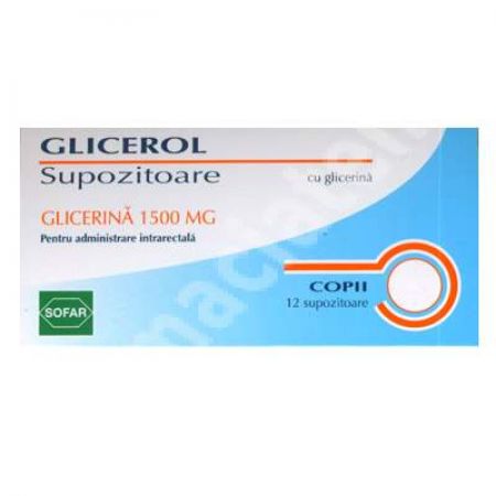 Supozitoare pentru copii - Glicerol 1500 mg, 12 supozitoare, Sofar