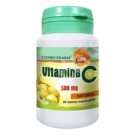 Vitamina C 500mg Lemon, 60 tablete masticabile, Cosmopharm