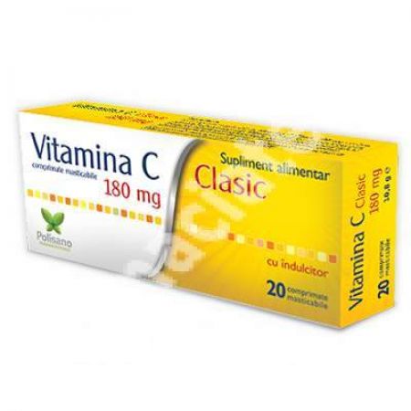 Vitamina C Clasic 180 mg, 20 comprimate, Polisano