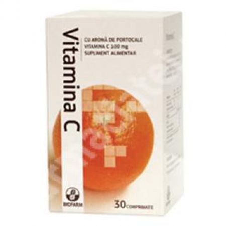 Vitamina C cu Portocale, 30 comprimate, Biofarm