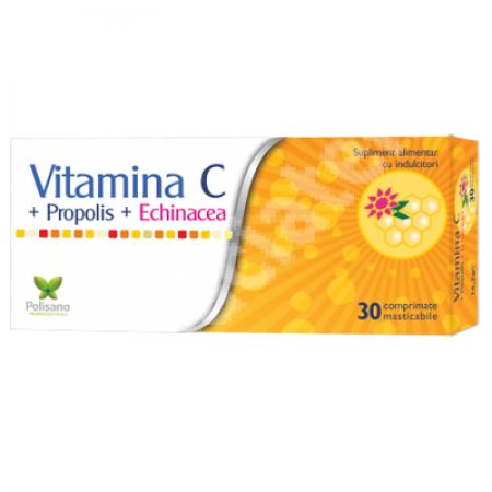 Vitamina C, propolis si echinacea, 30 comprimate, Polisano