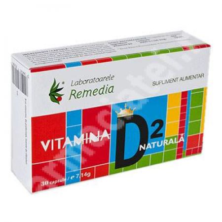 Vitamina D2 Naturala, 30 capsule, Remedia