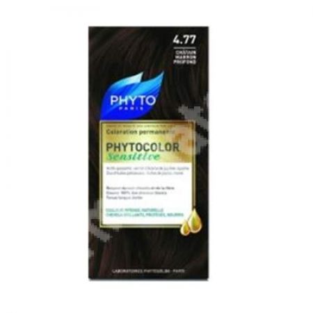 Vopsea pentru par Phytocolor Sensitive, nuanta 4.77 castaniu intens, Phyto