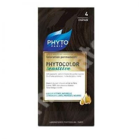 Vopsea pentru par Phytocolor Sensitive, nuanta 4 castaniu, Phyto