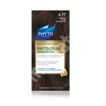 Vopsea pentru par Phytocolor Sensitive, nuanta 6.77 cappucino deschis, Phyto