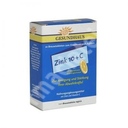 Zink 10 + C, 20 comprimate efervescente, Worwag Pharma