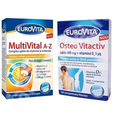 MultiVital A-Z, 42 comprimate + Osteo Vitactiv, 28 comprimate, Eurovita