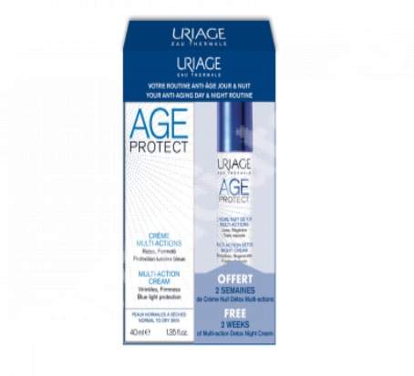 Pachet Age Protect Crema antiaging multi-action, 40ml + Crema de noapte Detox, 10ml, Uriage