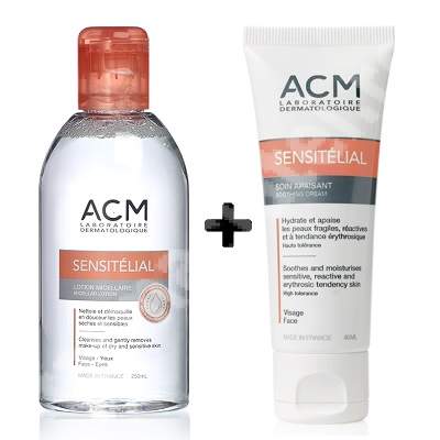 Pachet Lotiune micelara Sensitelial, 250 ml, Acm + Crema Sensitelial Soothing, 40 ml, Acm