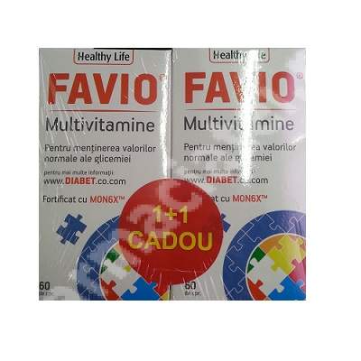 Pachet Multivitamine Favio Healthy Life, 60 + 60 comprimate, Bioplus Life (1 + 1)