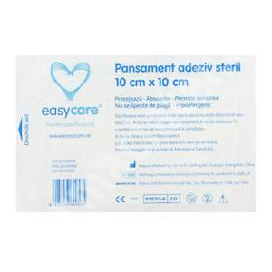 Pansament adeziv steril cu tampon absorbant, 10 x 10 cm, EasyCare