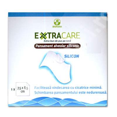 Pansament alveolar siliconic Extracare, 12.5 x 12.5 cm, 1 bucata, Biofarm