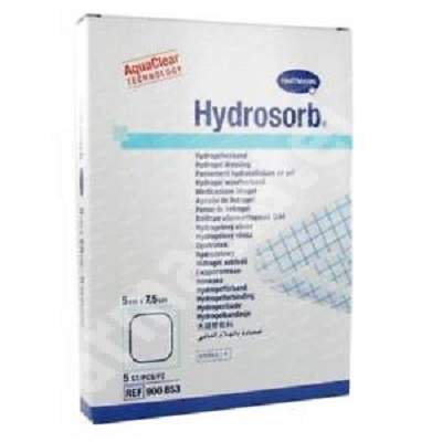 Pansament transparent cu hidrogel cu structura bistratificata Hydrosorb, 5 x 7.5 cm (900853), 5 bucati, Hartmann