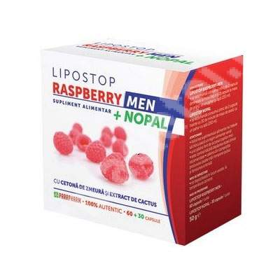 Pastile de slabit Lipostop Raspberry Men + Nopal pentru barbati, 60 + 30 capsule, Parapharm