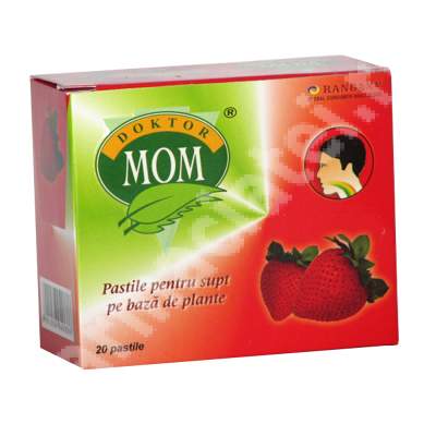 Pastile pentru supt pe baza de plante aroma capsuni Doktor Mom, 20 comprimate, Ranbaxy