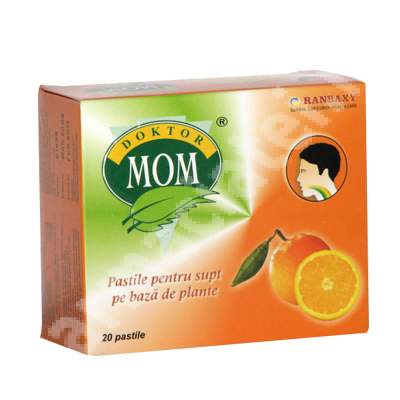 Pastile pentru supt pe baza de plante aroma portocale Doktor Mom, 20 comprimate, Ranbaxy