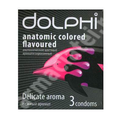 Prezervative colorate aroma capsuni Anatomic Colored Flavoured, 3 bucati, Dolphi