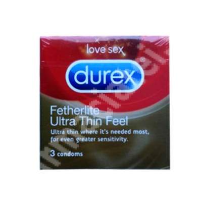 Prezervative Feel Ultra Thin Fetherlite, 3 bucati, Durex