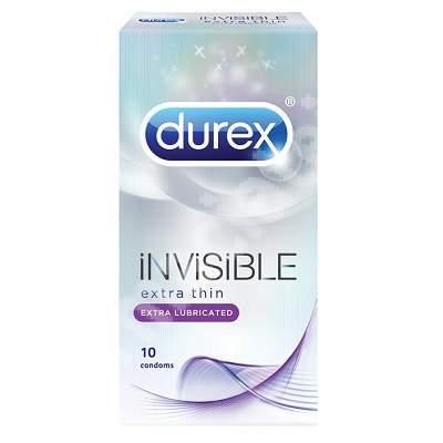 Prezervative Invisible Extra Thin Extra Lubricated, 10 bucati, Durex