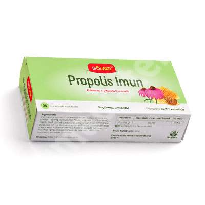 Propolis Imun Echinacea + Vitamina C naturala Bioland, 30 comprimate masticabile, Biofarm