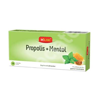 Propolis+ Mentol Bioland, 10 comprimate, Biofarm