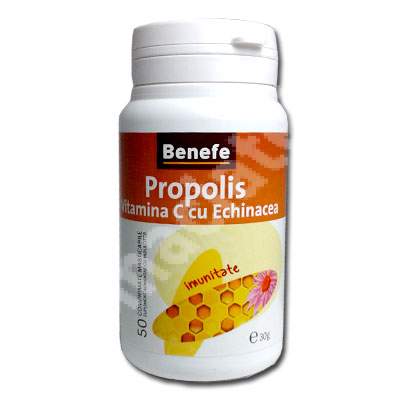 Propolis Vitamina C cu Echinacea, 50 comprimate masticabile, Benefe