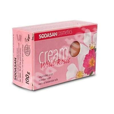 Sapun bio Cream Trandafiri, 100 g, Sodasan Cosmetics