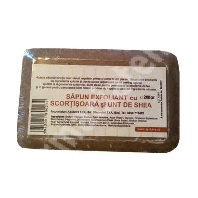 Sapun exfoliant cu scortisoara si unt de shea, 200 g, Apidava