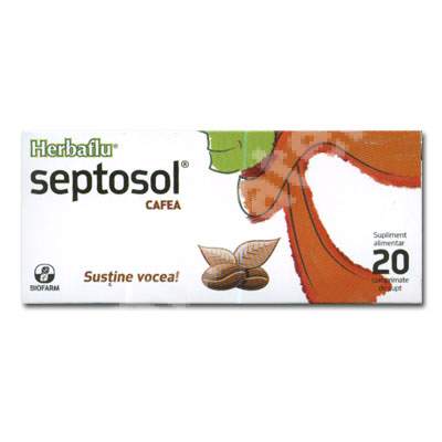 Septosol cu cafea Herbaflu, 20 comprimate, Biofarm