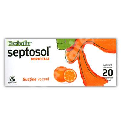 Septosol cu portocale Herbaflu, 20 comprimate, Biofarm