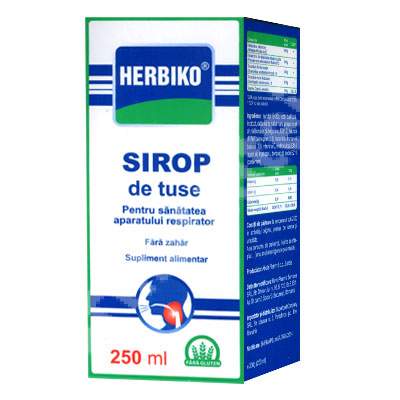 Sirop de tuse fara zahar Herbiko, 250 ml, Abela Pharma