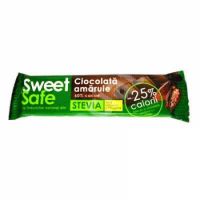 Ciocolata amaruie cu indulcitor natural din stevia, 25 g, Sweet & Safe